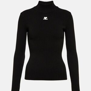 Logo ribbed-knit turtleneck sweater